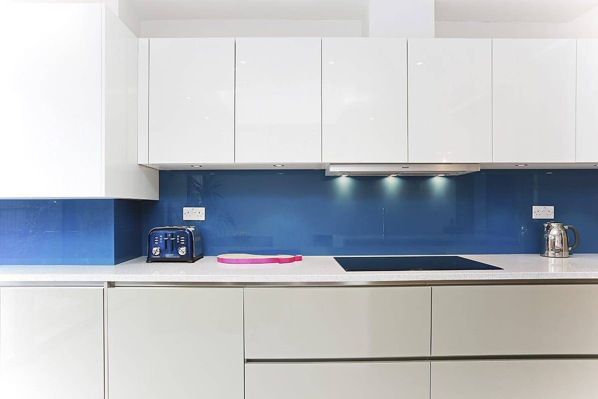 Topaz Blue Glass Splashback