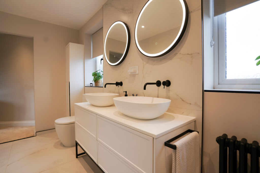 modern bathroom two mirrors 