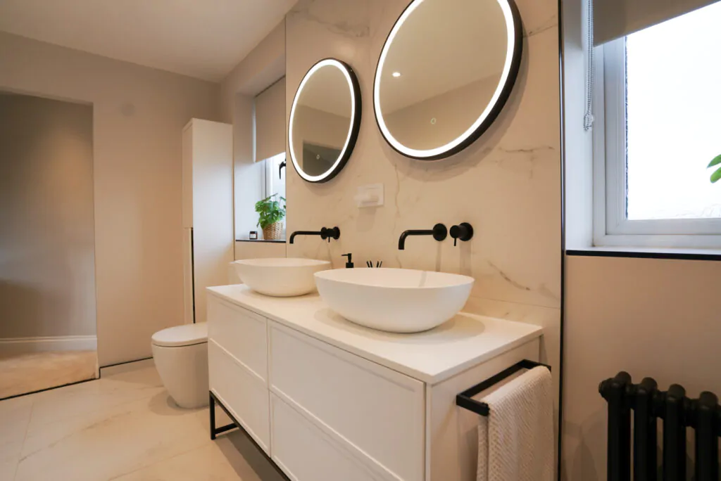 modern bathroom two mirrors 