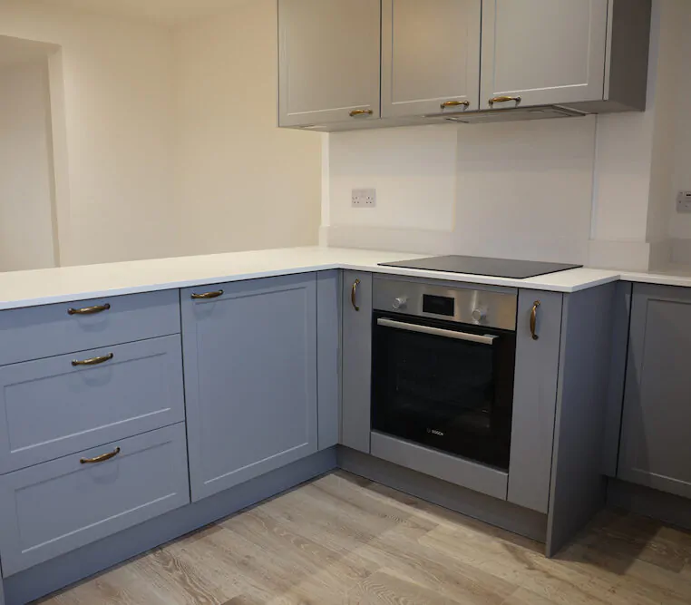 grey shaker kitchen oven